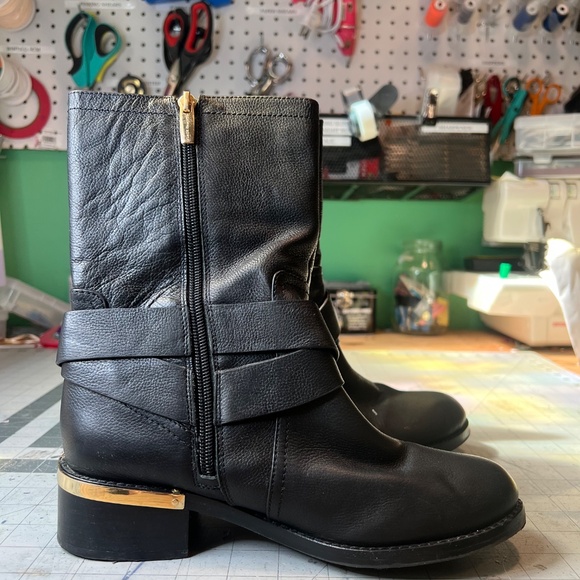 Vince Camuto Black and Gold Moto Boots - Picture 16 of 16